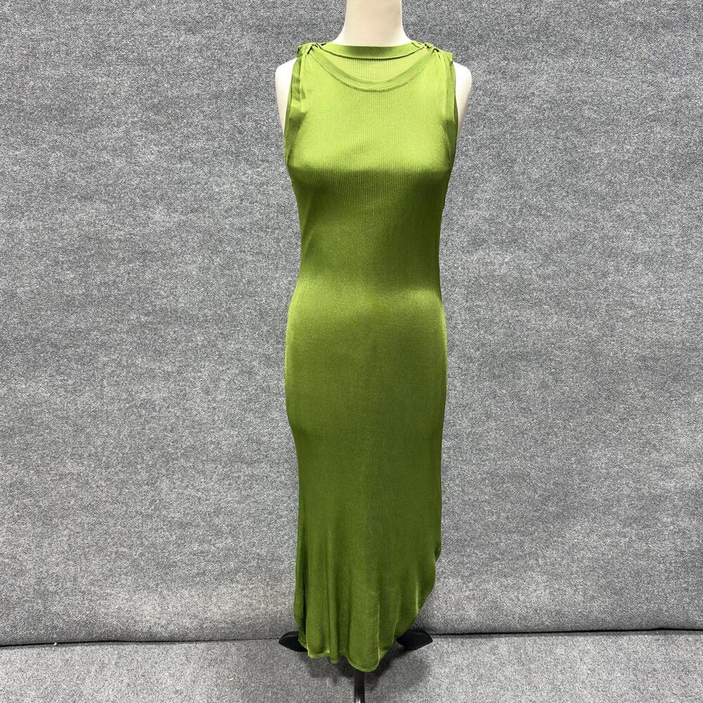 Atlein Collective Dress Womens M Green Sleeveless Crew Neck Bodycon Maxi Stretch